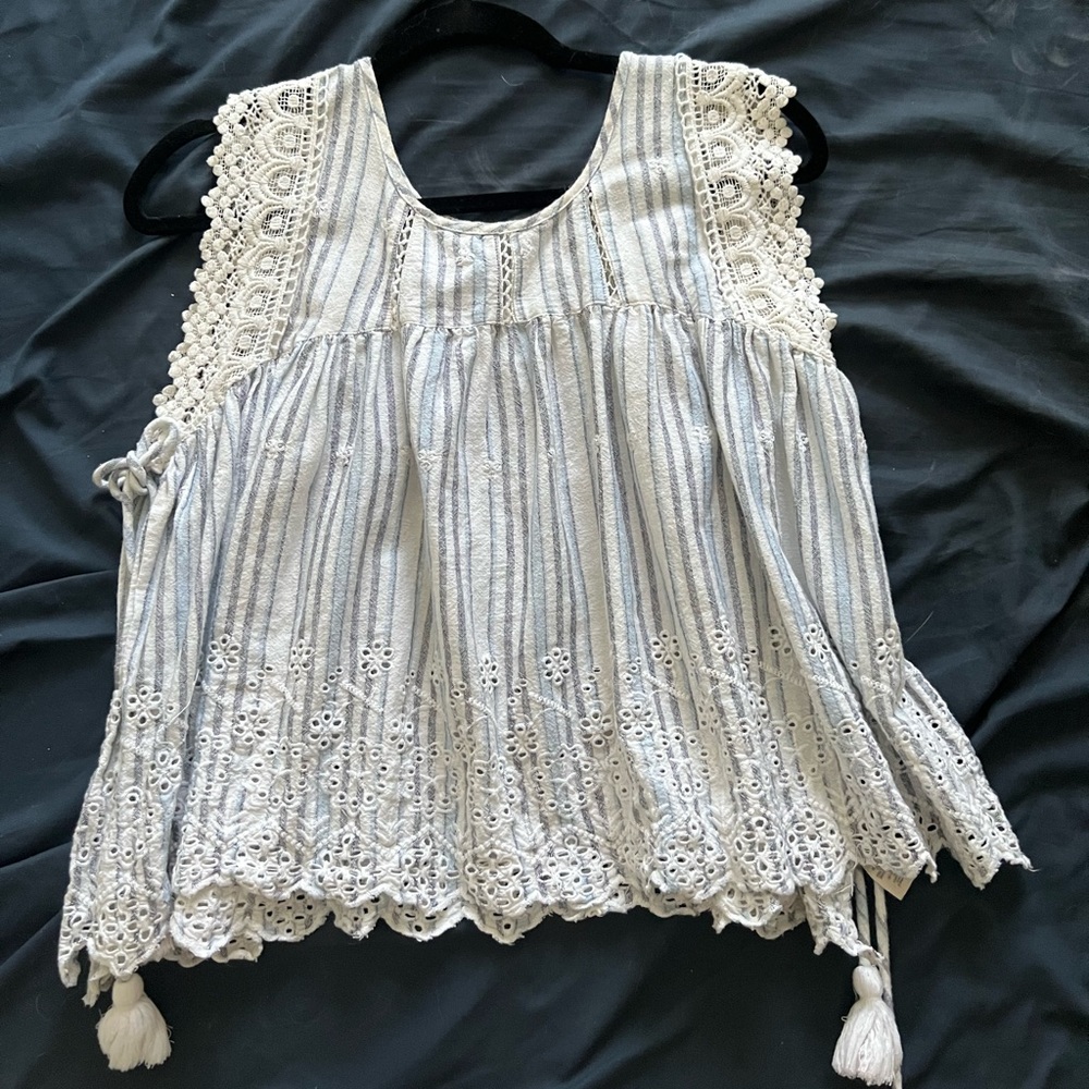 Free people white blue stripes top